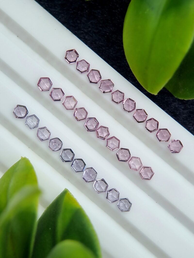 3.17 ct Calibrated Natural Hexagonal Spinel Gemstone Lot - Pinkish Purple & Violet Badakhshan Spinel