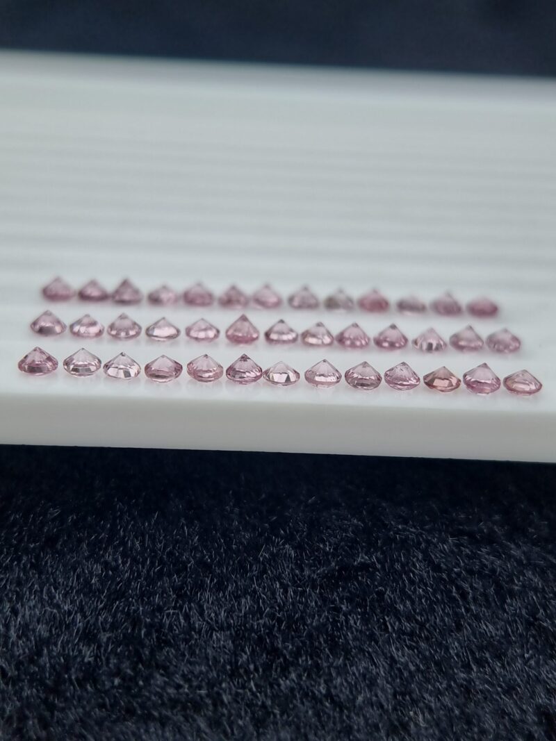 Tajikistan Pink Spinel Lot with 39 round untreated gems, totaling 5.76 carats