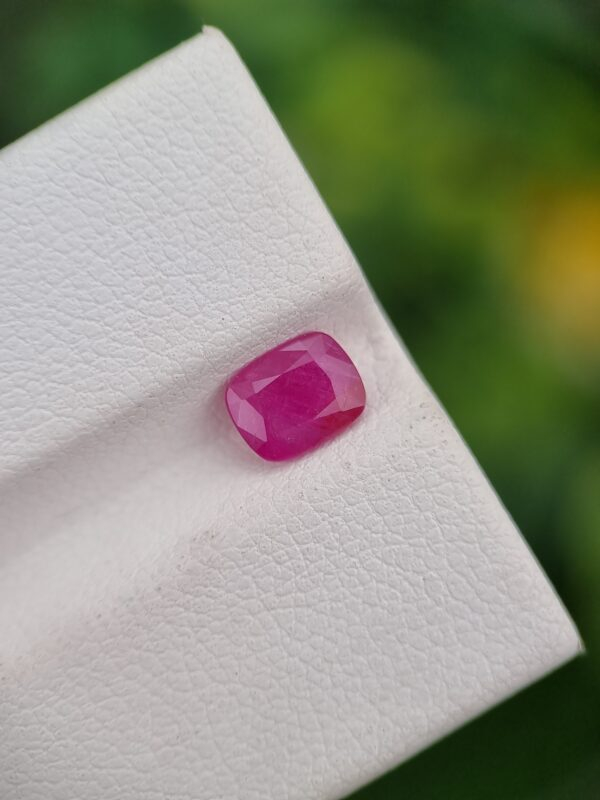 0.93 carat purplish-red cushion natural ruby from Jegdalak, Afghanistan, untreated.