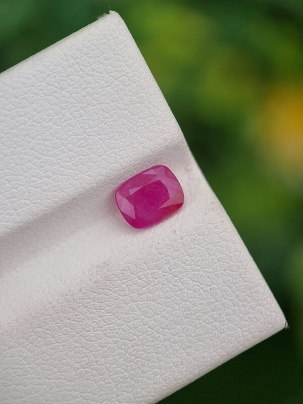 0.93 carat purplish-red cushion natural ruby from Jegdalak, Afghanistan, untreated.