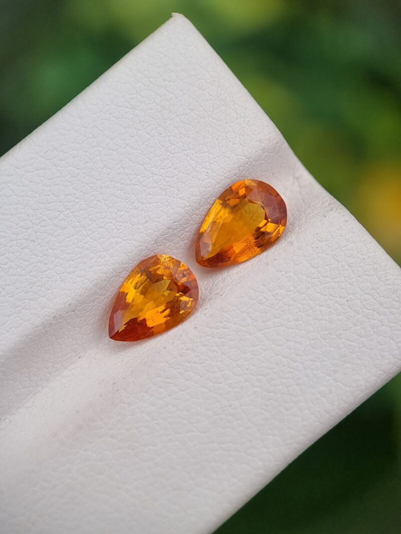 Pair of Natural Clinohumite Stones - Matching Pear Shapes - 1.15 ct and 1.08 ct - Tajikistan Origin