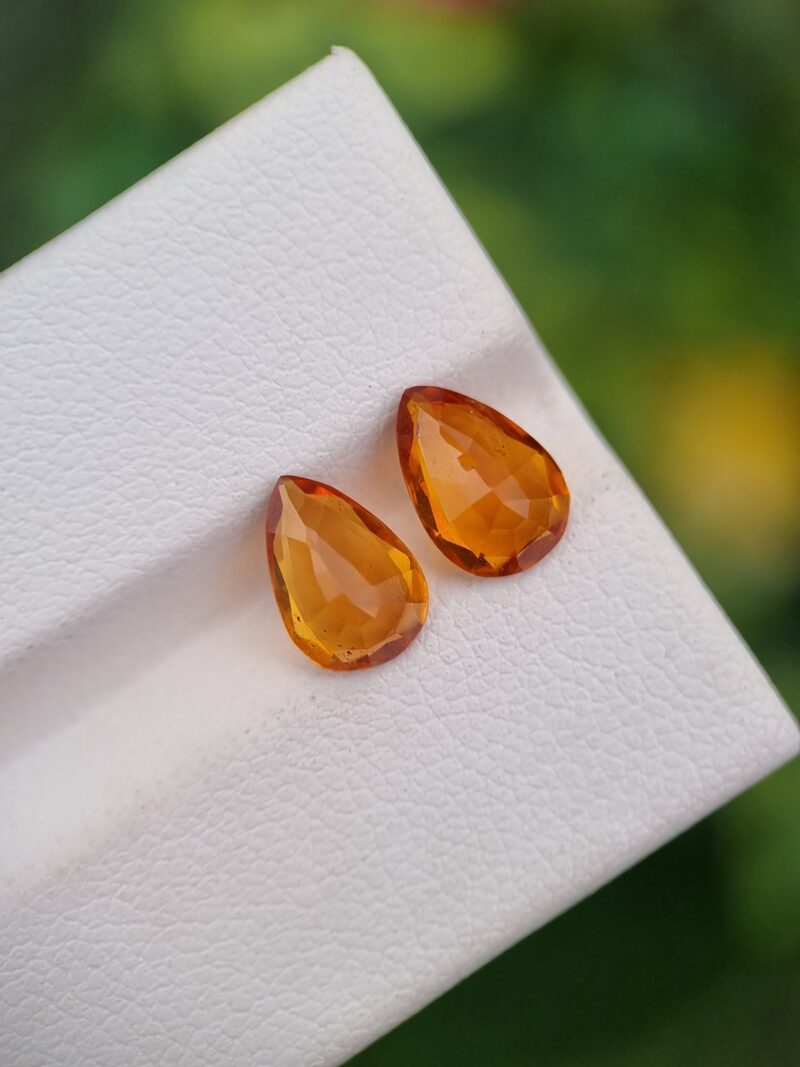 Pair of Natural Clinohumite Stones - Matching Pear Shapes - 1.15 ct and 1.08 ct - Tajikistan Origin