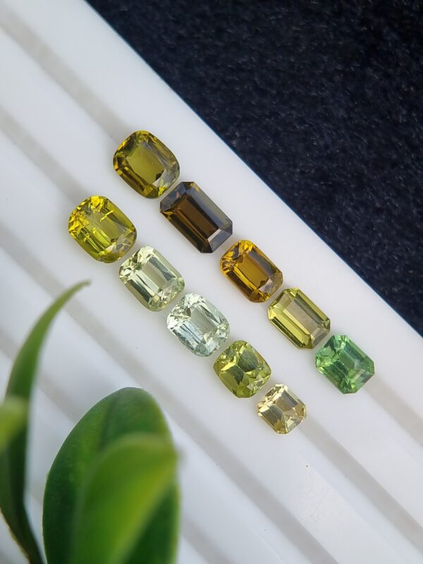Lot of ten natural tourmalines, 8.53 ct total, with emerald and cushion cuts, from Afghanistan, untreated.