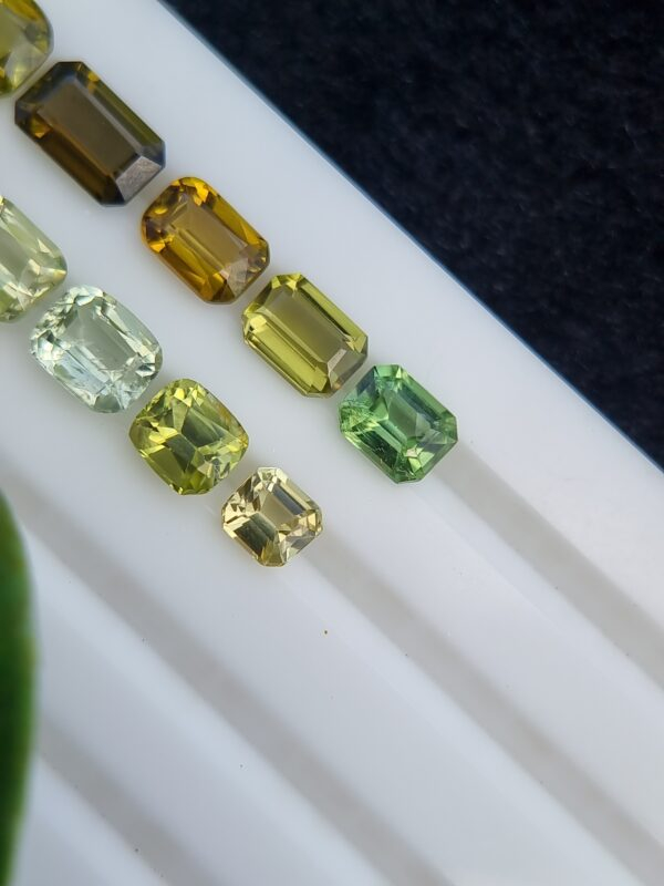 Lot of ten natural tourmalines, 8.53 ct total, with emerald and cushion cuts, from Afghanistan, untreated.