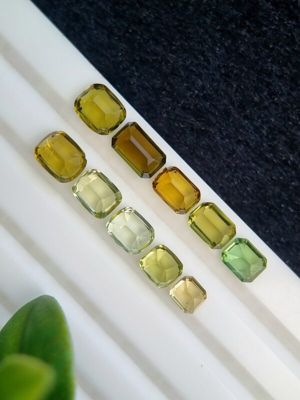 Lot of ten natural tourmalines, 8.53 ct total, with emerald and cushion cuts, from Afghanistan, untreated.