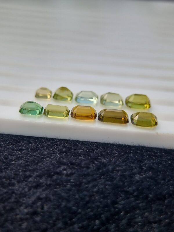 Lot of ten natural tourmalines, 8.53 ct total, with emerald and cushion cuts, from Afghanistan, untreated.