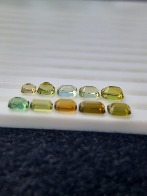 Lot of ten natural tourmalines, 8.53 ct total, with emerald and cushion cuts, from Afghanistan, untreated.