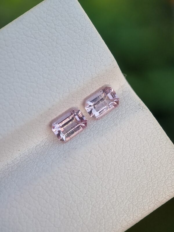 Natural Pink Topaz Emerald Cut Matching Pair from Katlang, Pakistan