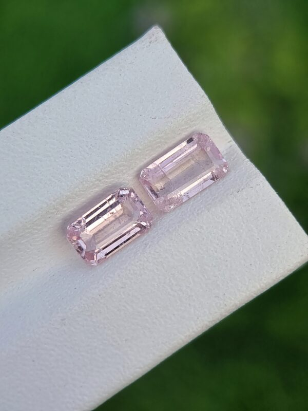 Pair of Natural Imperial Topaz (1.29 ct & 1.16 ct) with Emerald Cut from Katlang, Pakistan