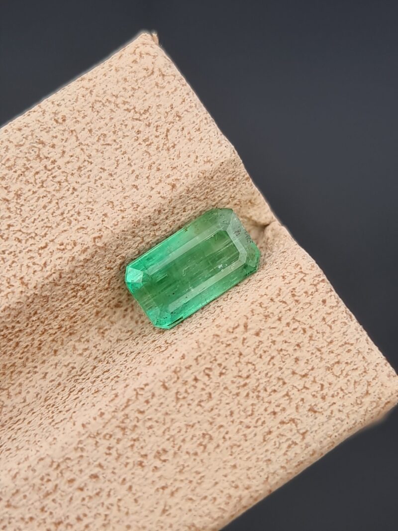 1.25 ct natural emerald, emerald cut, green color from Swat, Pakistan