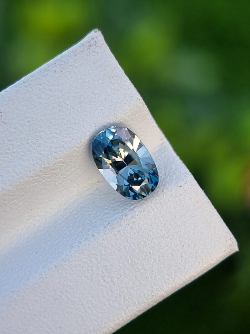1.90 ct natural blue zircon with loupe-clean clarity and oval mixed cut