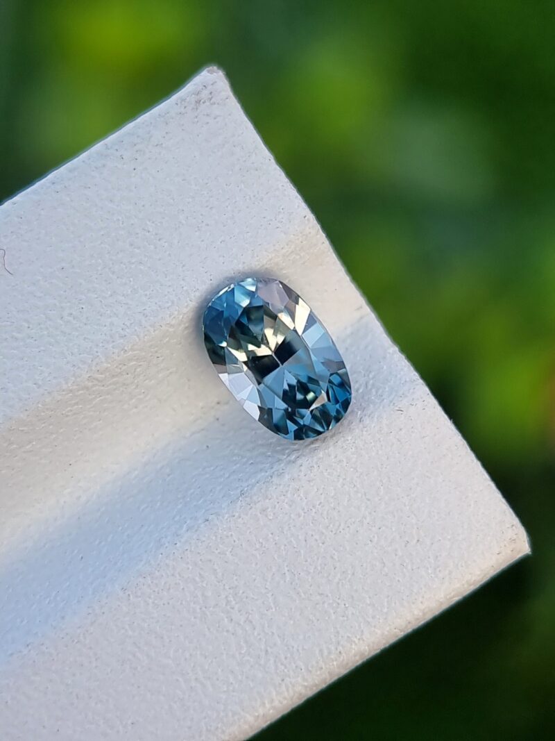 1.90 ct natural blue zircon with loupe-clean clarity and oval mixed cut
