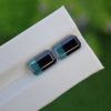 Natural blue and black bicolor emerald cut tourmaline matching pair 2.54 ct & 2.47 ct from Afghanistan