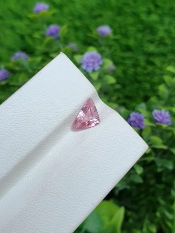 Pink spinel stone from Tajikistan triangle cut