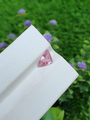 Pink spinel stone from Tajikistan triangle cut