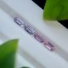 Four elongated hexagonal natural spinel stones in purplish pink and violet, unaltered and calibrated, sourced from Badakhshan, Afghanistan | Calibrated | 0.37 ct