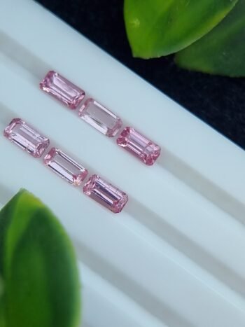 Calibrated natural pink spinel lot, emerald cut, 2.39 ct from Tajikistan, untreated and clear.