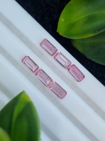 Calibrated natural pink spinel lot, emerald cut, 2.39 ct from Tajikistan, untreated and clear.