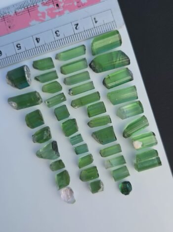 Natural Tourmaline Lot 133.00 Ct – 39 Raw Bluish-Green Crystals from Afghanistan
