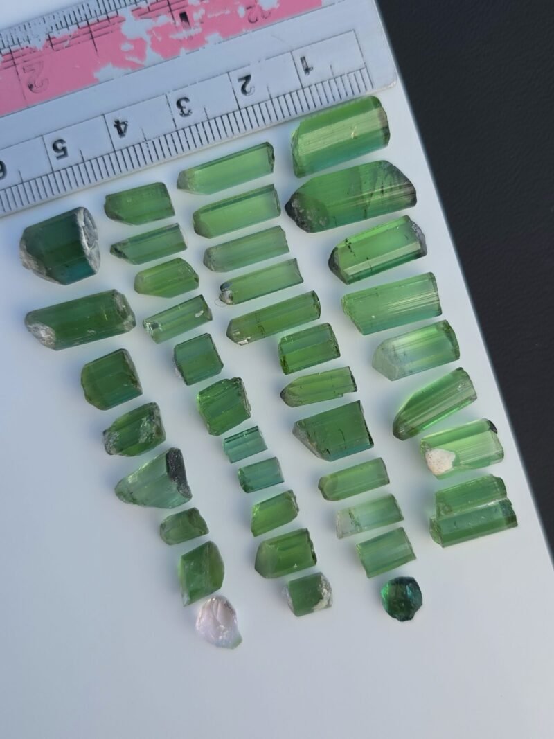 Natural Tourmaline Lot 133.00 Ct – 39 Raw Bluish-Green Crystals from Afghanistan