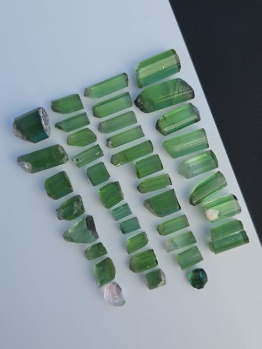 Natural Tourmaline Lot 133.00 Ct – 39 Raw Bluish-Green Crystals from Afghanistan