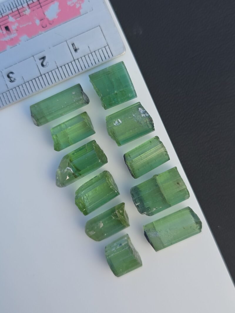 Natural Mint Green Tourmaline Lot 74.95 Ct – 11 Raw Crystals from Afghanistan