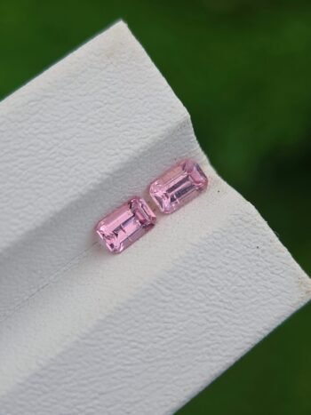 Natural Pink Spinel 0.42 ct and 0.40 ct Emerald Cut Matching Pair from Tajikistan