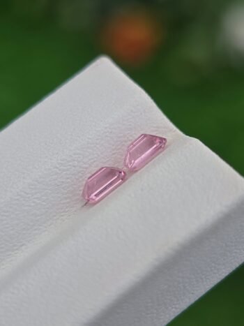 Natural Pink Spinel 0.42 ct and 0.40 ct Emerald Cut Matching Pair from Tajikistan