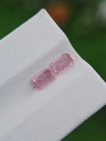 Natural Pink Spinel 0.42 ct and 0.40 ct Emerald Cut Matching Pair from Tajikistan