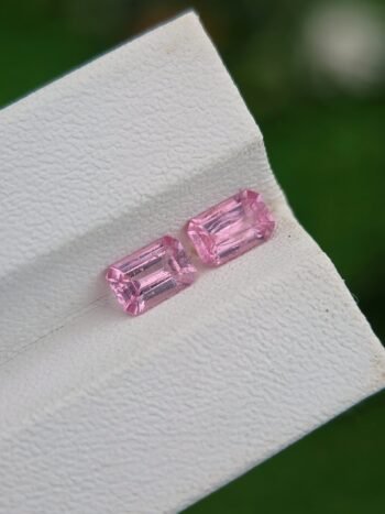 Natural Pink Spinel 0.55 ct and 0.59 ct Matching Emerald Cut Pair from Tajikistan