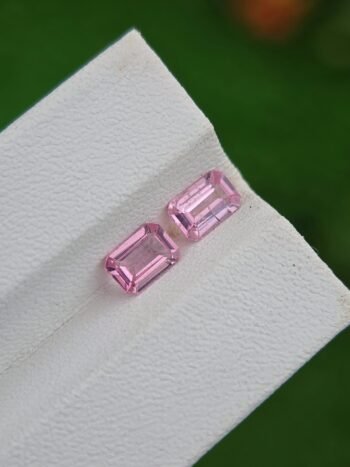 Natural Pink Spinel 0.53 ct and 0.50 ct Matching Emerald Cut Pair from Tajikistan