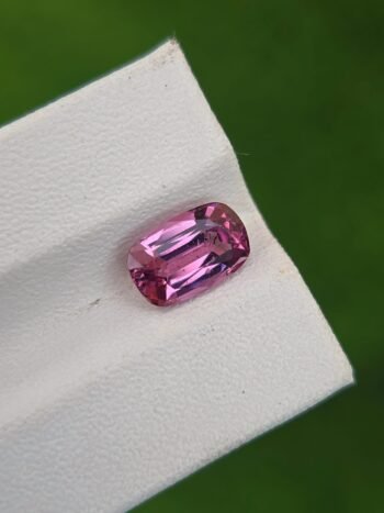 Natural 1.70 ct purplish pink spinel cushion cut gemstone from Afghanistan, untreated with moderate inclusions