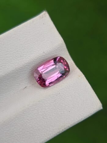 Natural 1.70 ct purplish pink spinel cushion cut gemstone from Afghanistan, untreated with moderate inclusions