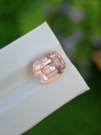 Natural 5.56 ct pinkish orange Imperial Topaz gemstone from Katlang, cushion cut