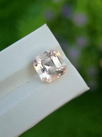 Natural 6.18 ct light orangish yellow Imperial Topaz from Katlang, Asscher cut gemstone