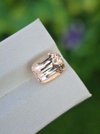 Natural Yellowish Orange Imperial Topaz 3.66 ct cushion cut from Katlang Pakistan, transparent with slight inclusions