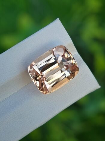 Natural Orange Imperial Topaz 16.48 ct cushion & mixed cut from Katlang Pakistan, loupe-clean and transparent, certified